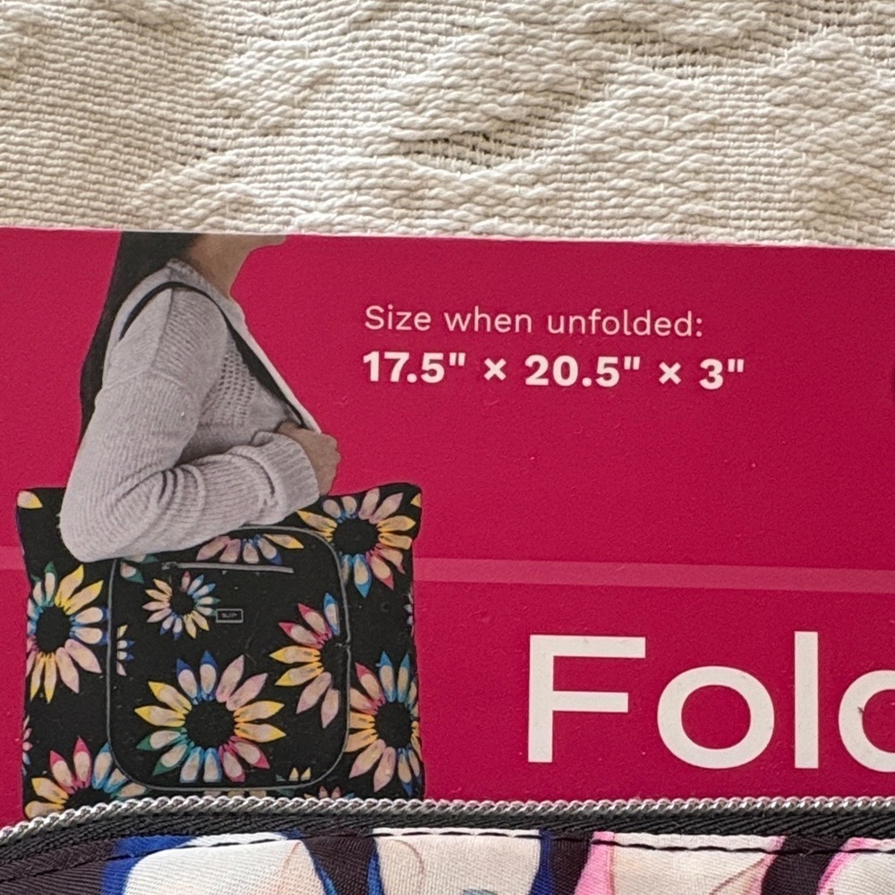 BNWT SJP Foldable Tote with Colorful Shoe Print No Longer Sold in Stores - Picture 2 of 8